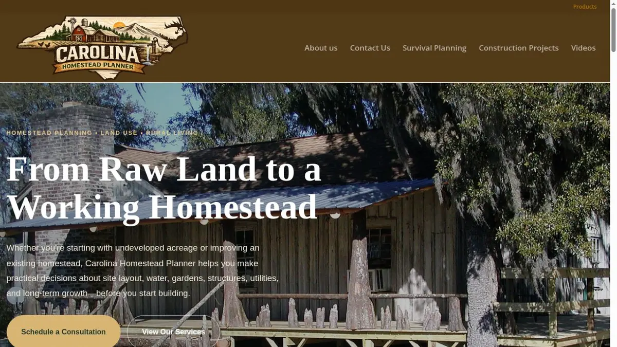 Carolina Homestead Planner website preview