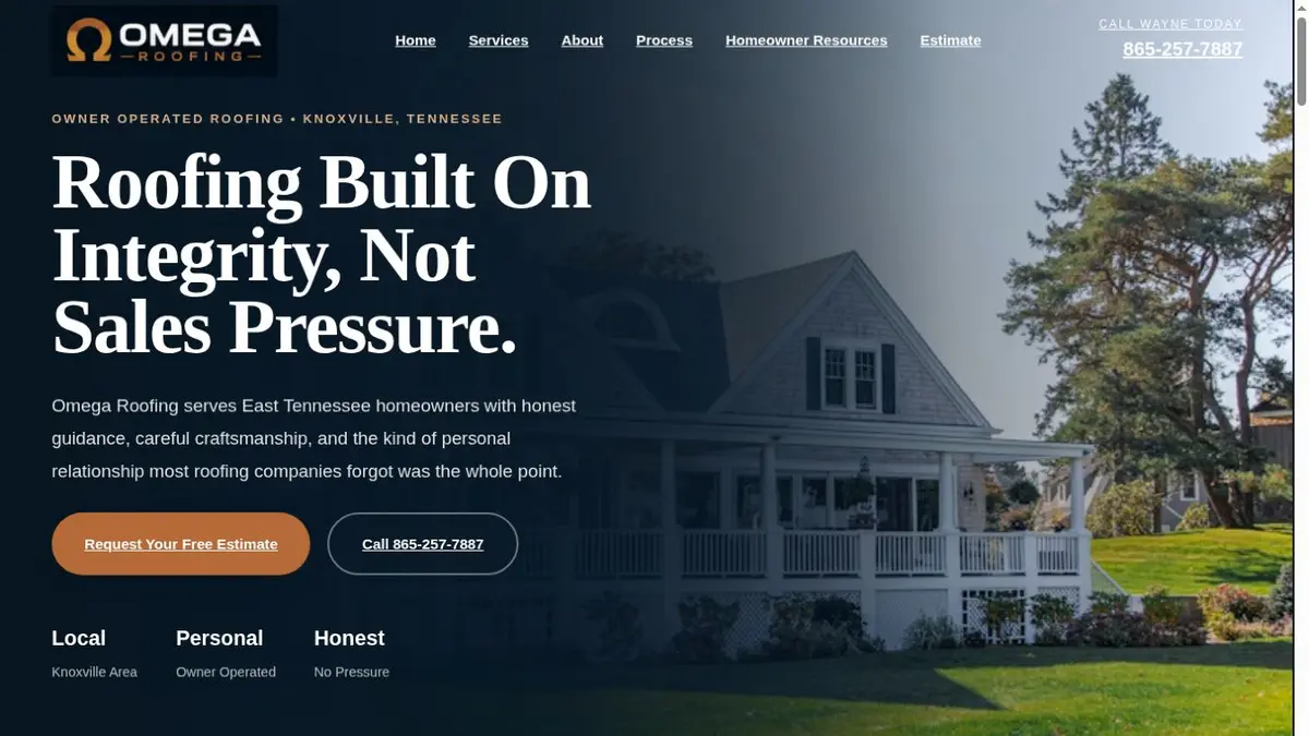Omega Roofing website preview