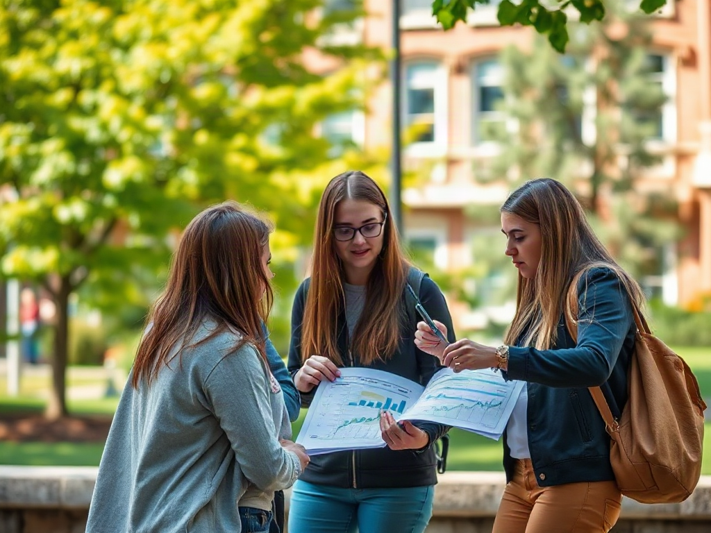 Social Media Strategies for Student Organizations: 5 Priorities in Boone, NC Four student officers reviewing event graphics and a content calendar on campus